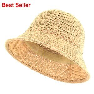 Women’s Woven Summer Bucket Hat - straw colored